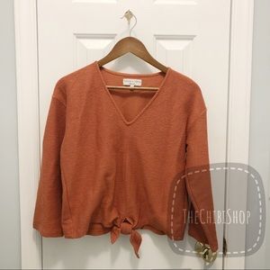 Madewell burnt orange rust tie front blouse